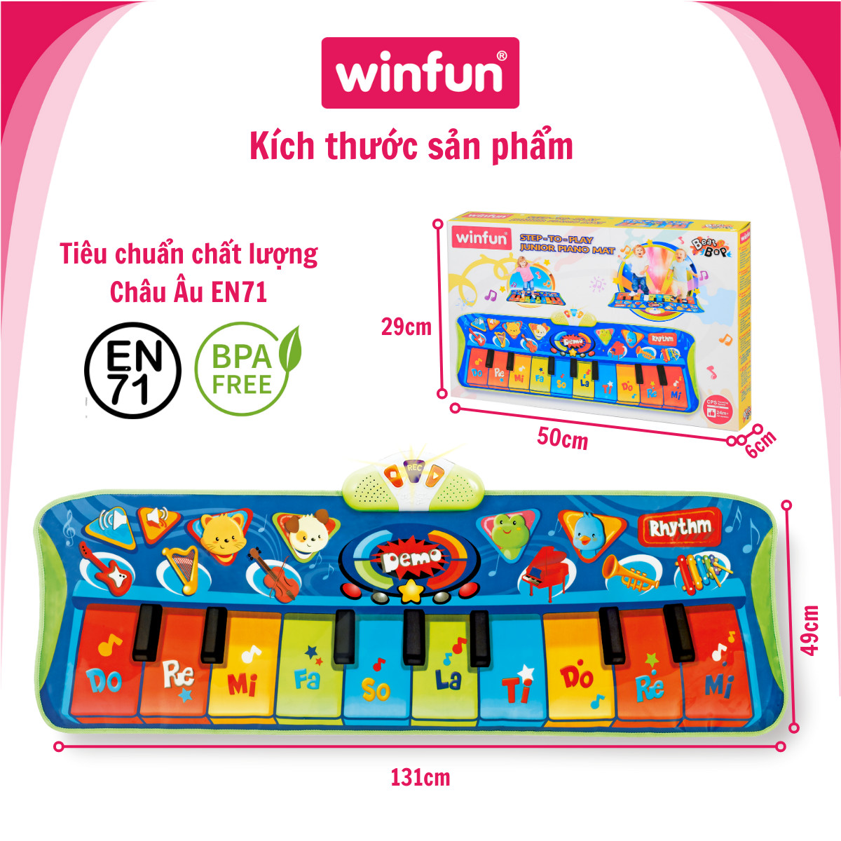 Thảm đàn Size lớn cho bé 130*48cm - nhảy cùng nhịp điệu Winfun 2507-NL