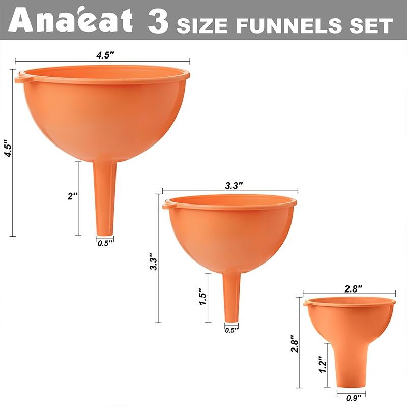 Set 3 Phễu Chiết Rót Chất Lỏng ANAEAT Bằng Silicon Đa Năng Tiện Dụng Cho Nhà Bếp