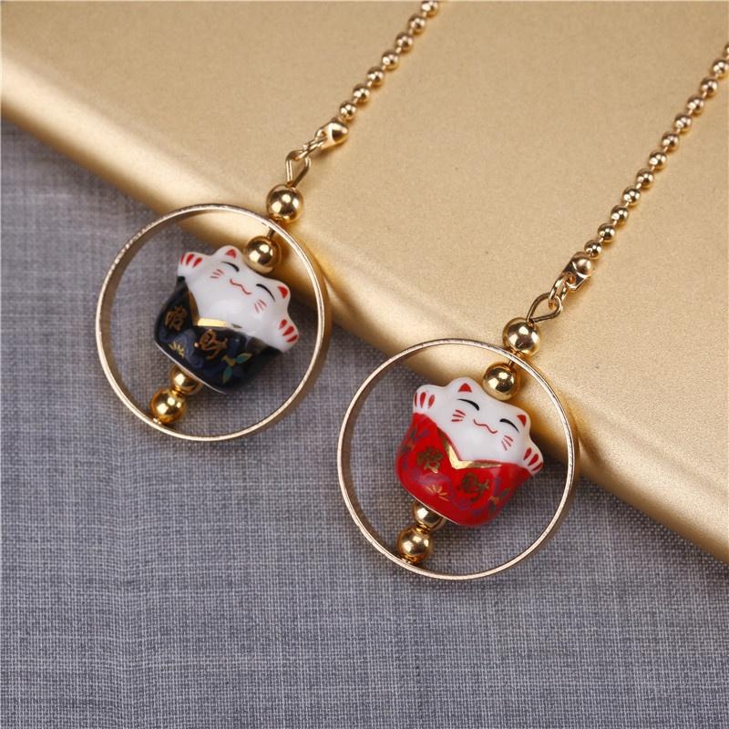 Dây Treo Trang Trí Xe Hơi Hình Mèo May Mắn Dễ Thương Sáng Tạo