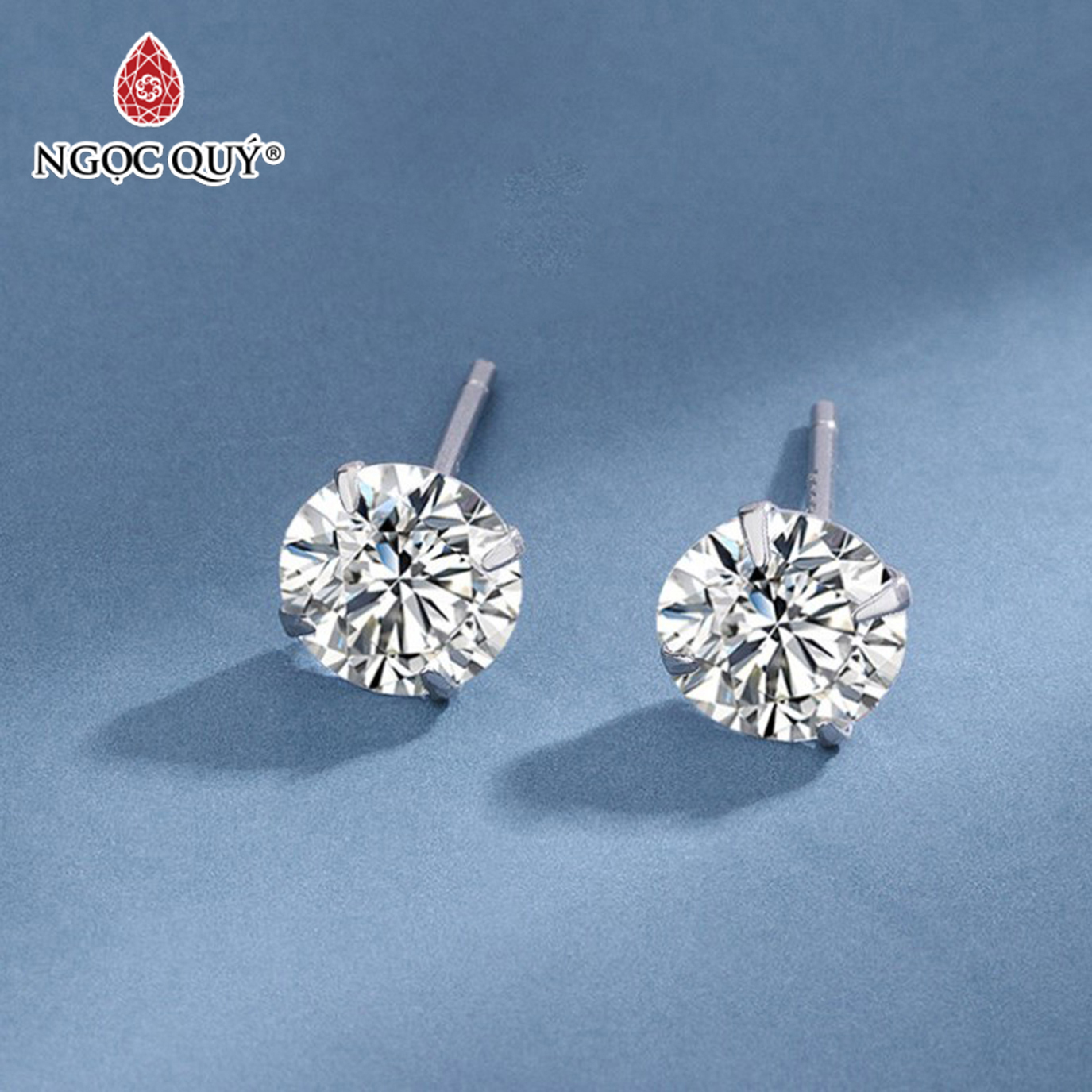 Hình ảnh Bông tai nụ đít đẩy bạc S925 - Bông tai nụ bạc - Ngọc Quý Gemstones