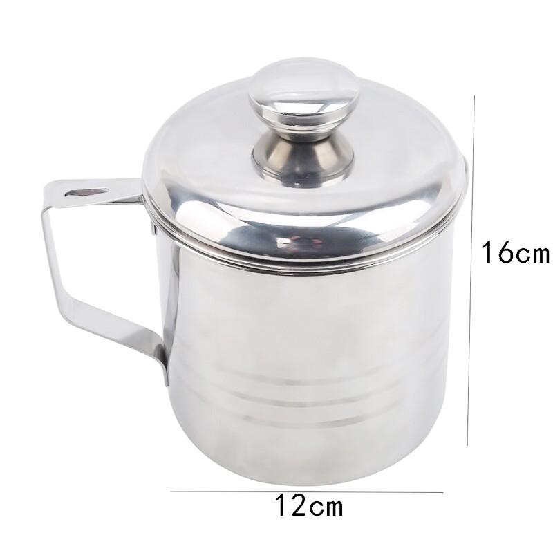 Bình lọc cặn dầu ăn thừa bằng INOX 304 không gỉ cao cấp 1,2L