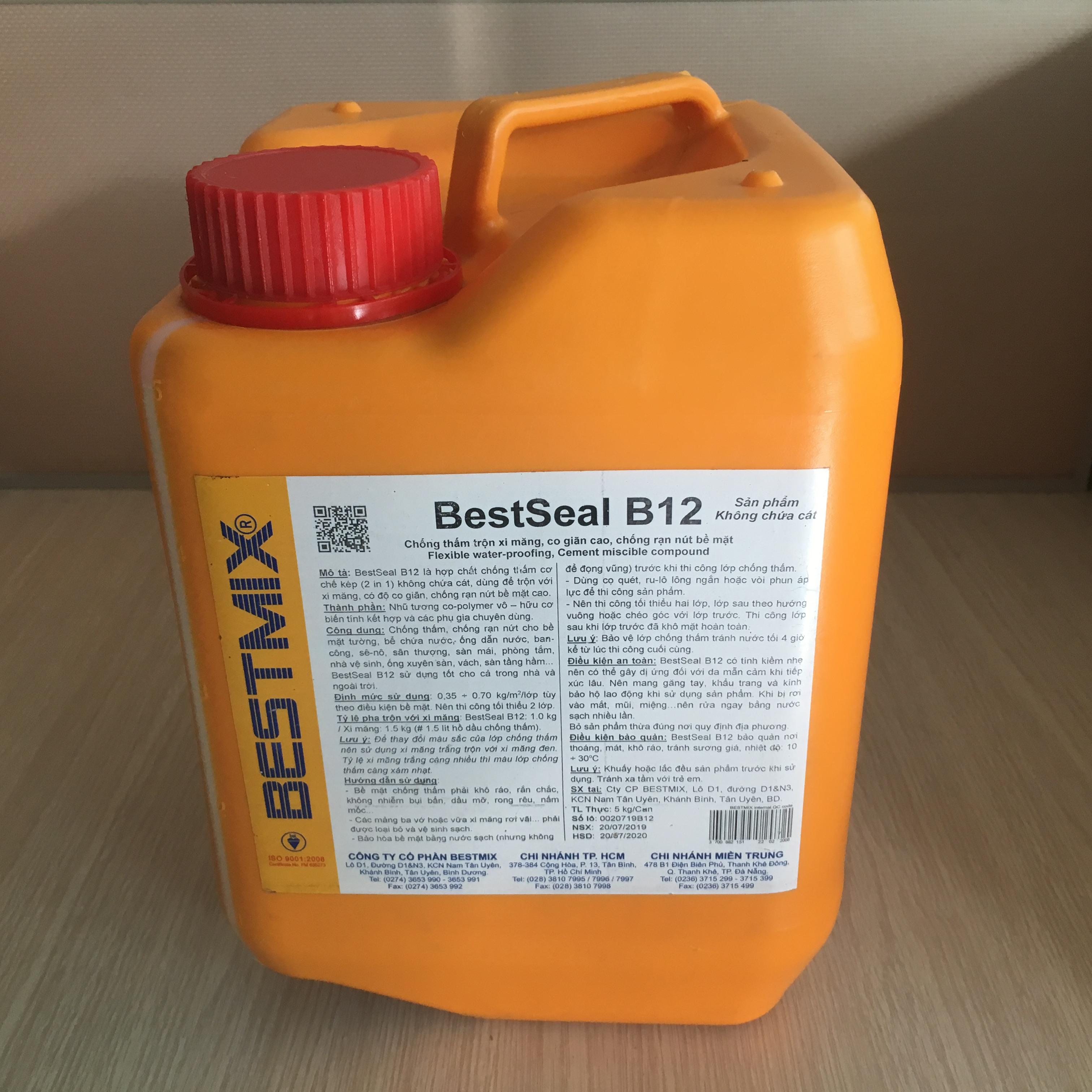 BestSeal B12 - Thùng 18kg - Chống thấm trộn xi măng, co giãn cao, chống rạn nứt bề mặt, gốc co polymer