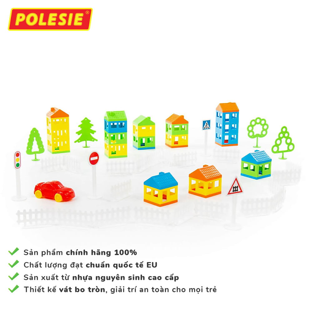 Bộ Đồ Chơi Lắp Ghép Thành Phố Mini , Đồ Chơi Giáo Dục, An Toàn, Siêu Bền, Phát Triển Tư Duy, Sáng Tạo Cho Bé - Polesie Toys 53725