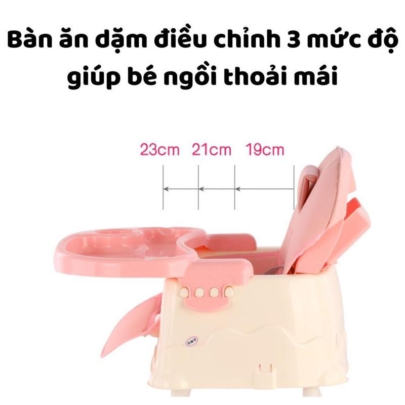 Ghế Ăn Dặm Cho Bé Gấp Gọn Kèm Chân Sắt Có Đệm Và Bánh Xe