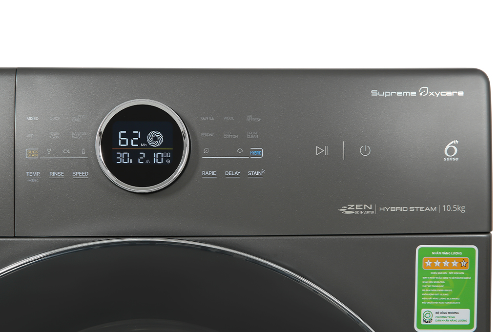 Máy giặt Whirlpool Inverter 10.5 kg FWMD10502FG - Hàng chính hãng - Giao HCM và 1 số tỉnh thành