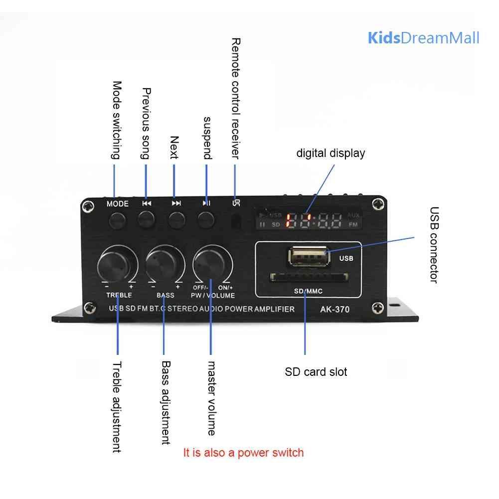 Mới Bộ Khuếch Đại Âm Thanh HIFI AK-370 Bluetooth 2.0 Kênh 12V