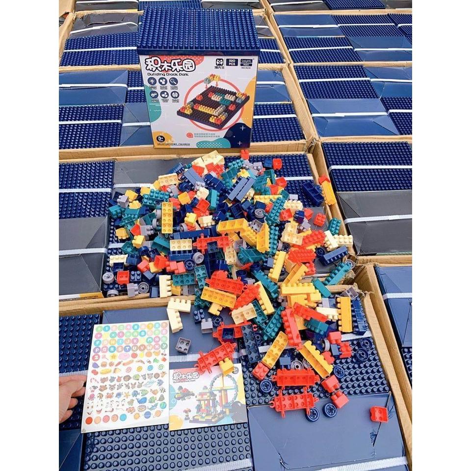 Đồ chơi xếp hình lắp ráp lego các khối xây dựng trí tuệ 502 chi tiết, Bộ xếp hình lego cho bé, Đồ Chơi Lego Kèm thùng