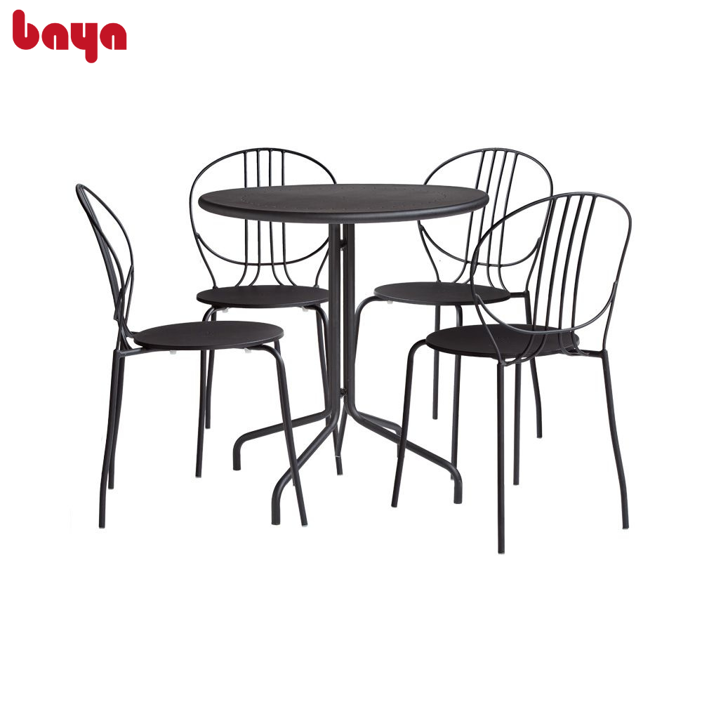 Bàn Ngoài Trời BAYA CAFE-ROYALE Làm Từ Thép Sơn Tĩnh Điện Cao Cấp, Hạn Chế Gỉ Sét, Thiết Kế Hiện Đại Với Mặt Bàn Bo Tròn Và Phần Chân Cứng Cáp