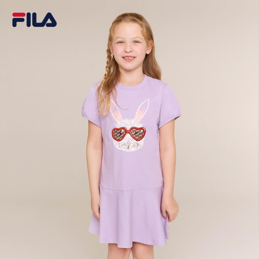 Đầm thun tay ngắn cổ tròn trẻ em Fila Milk On The Rock - FK2OPD2M51F