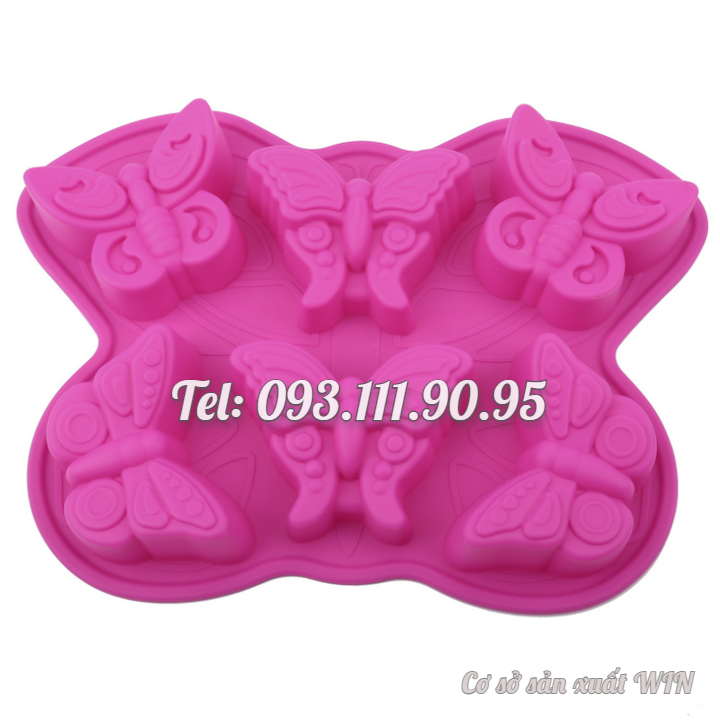 Khuôn silicon làm bánh, rau câu, socola 6 con bươm bướm – Mã số 1522