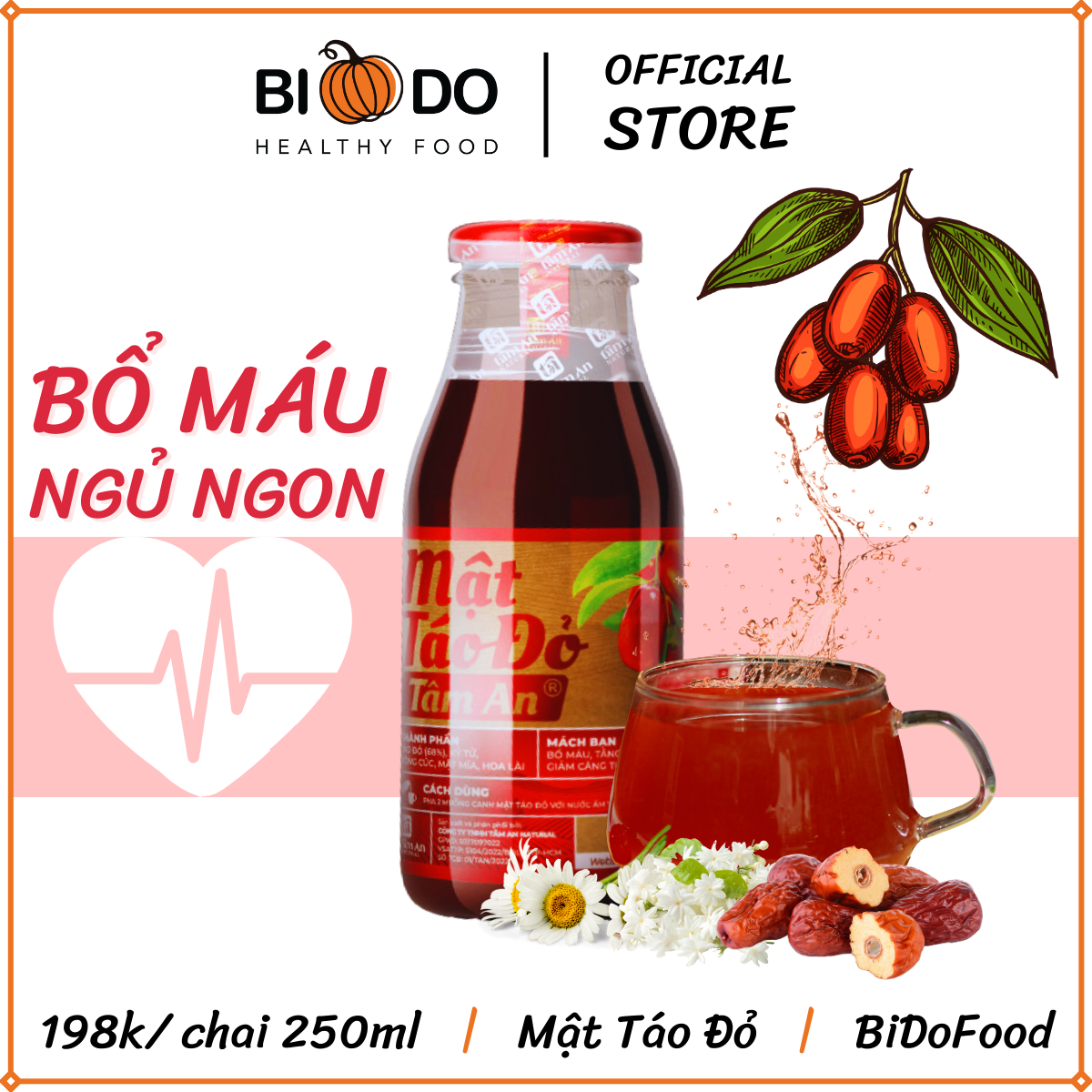 Mật Táo Đỏ Tâm An 250ml - BiDoFood - Táo Đỏ Kỷ Tử Bổ Máu Ngủ Ngon