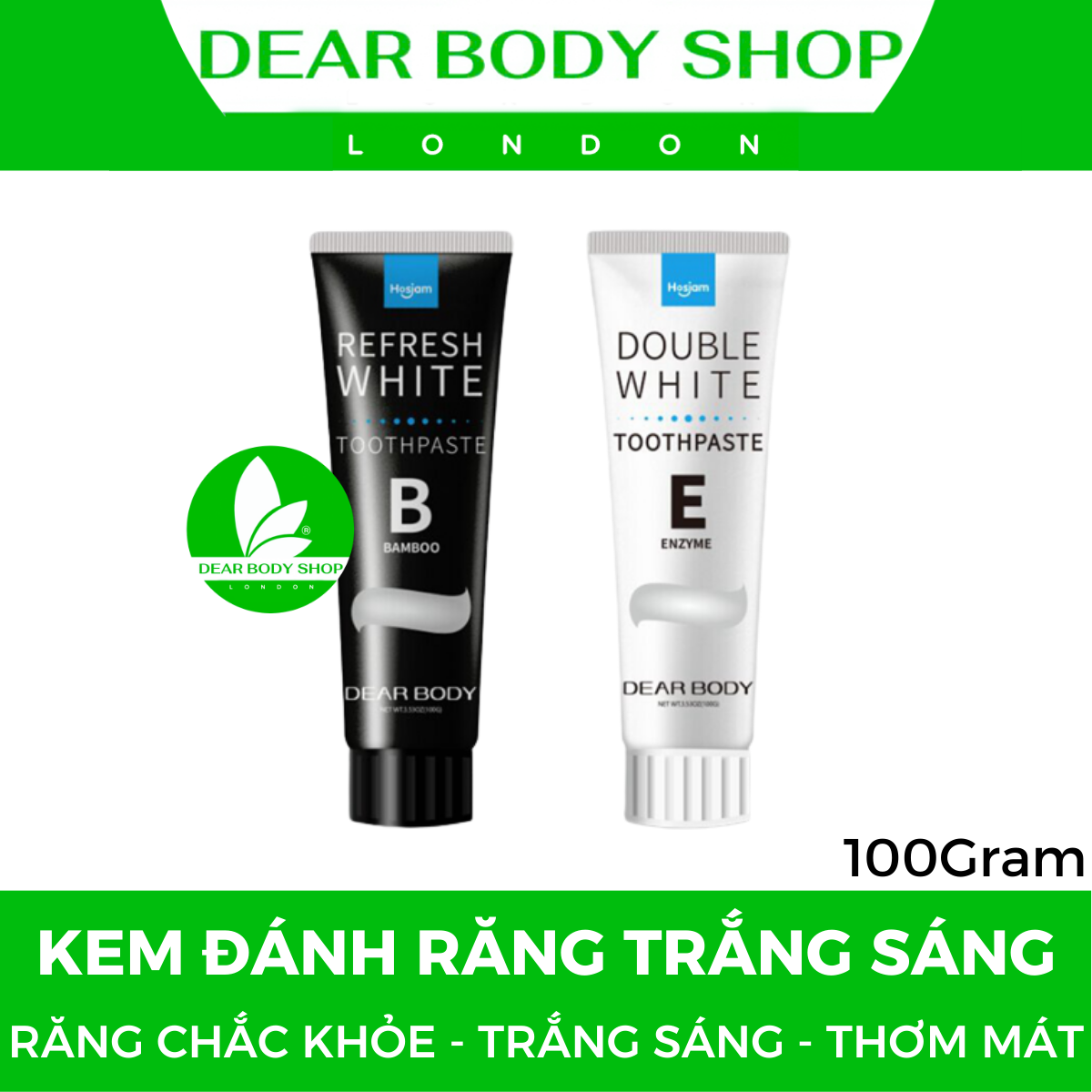 KEM ĐÁNH RĂNG DEAR BODY - TOOTHPASTE BAMBOO 100g - Giải Pháp Cho Hàm Răng Trắng Sáng - Tươi Mát - Hơi Thở Thơm Tho Suốt Ngày Dài