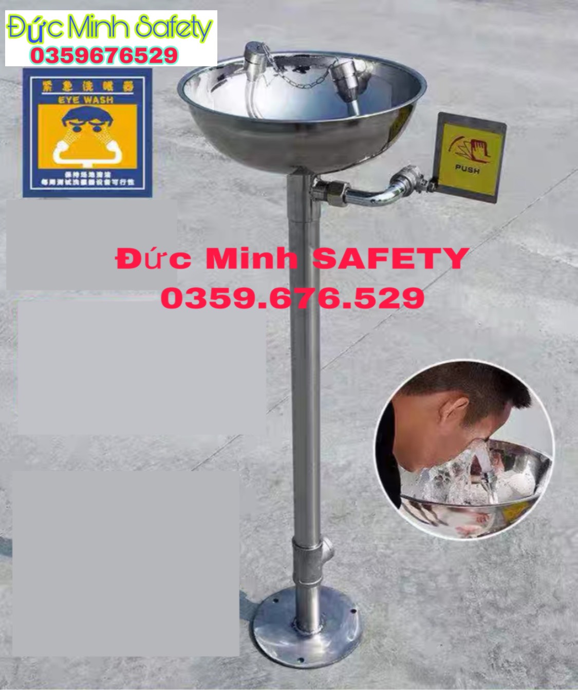 Cây Rửa Mắt, Vòi Rửa Mắt Khẩn Cấp Loại Lửng Có Chân Đạp