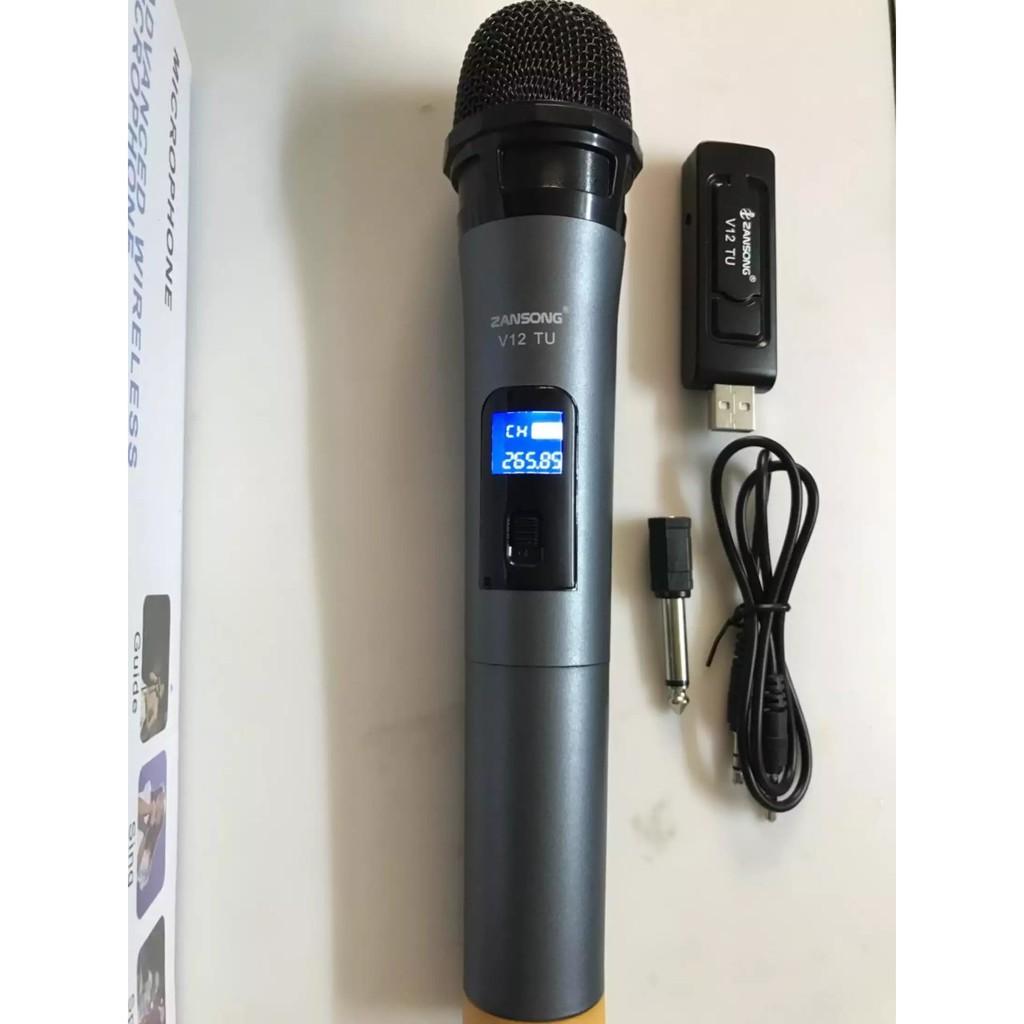 Micro Karaoke V12 không dây cho loa kéo,karaoke,bluetooth Zangsong màn hình LCD Hỗ trợ các thiết bh 12 tháng