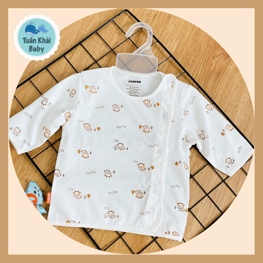 Hình ảnh COMBO 5 Áo sơ sinh cotton cao cấp CUNCON | Mẫu Tay Dài Họa Tiết Cài Lệch | Size 1,2,3 cho bé sơ sinh - 9kg | Áo quần sơ sinh | quần áo trẻ em