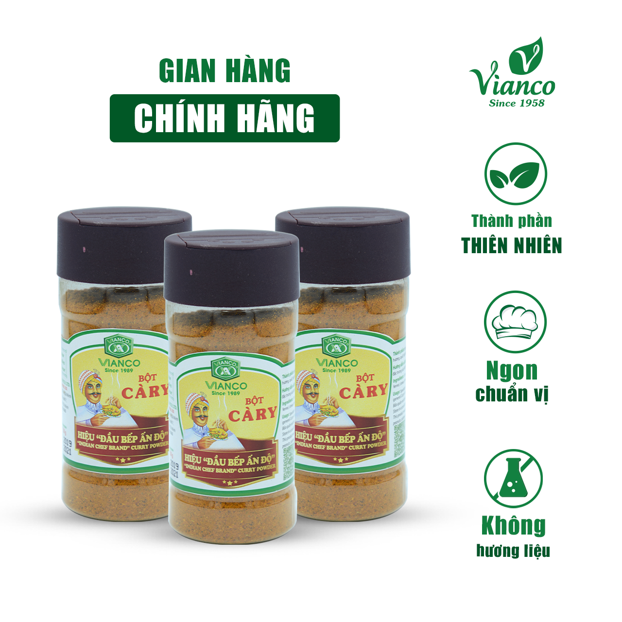 Combo 3 hũ Bột Cà Ri Việt Ấn (50gr/hũ)