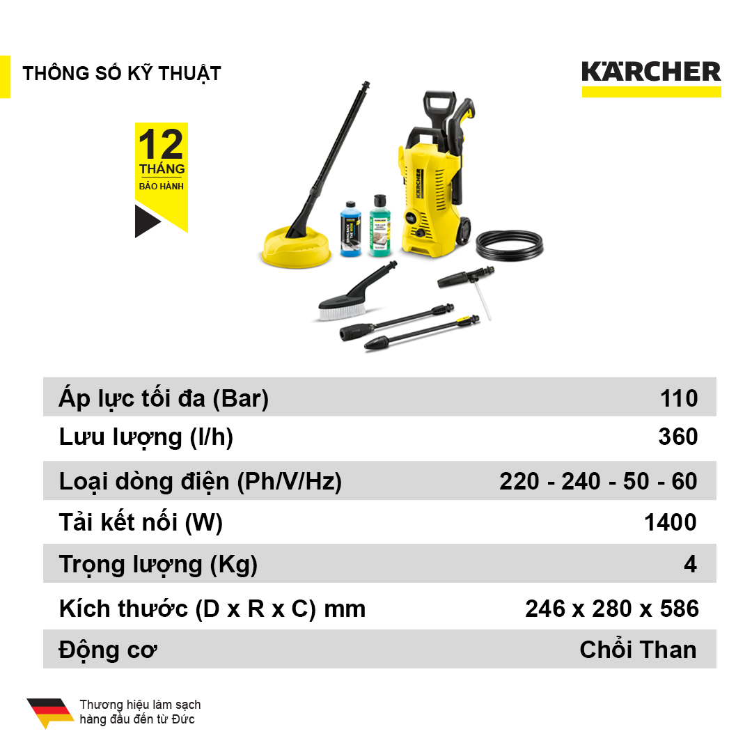 Máy phun rửa áp lực cao Karcher K 2 Power Control Car & Home