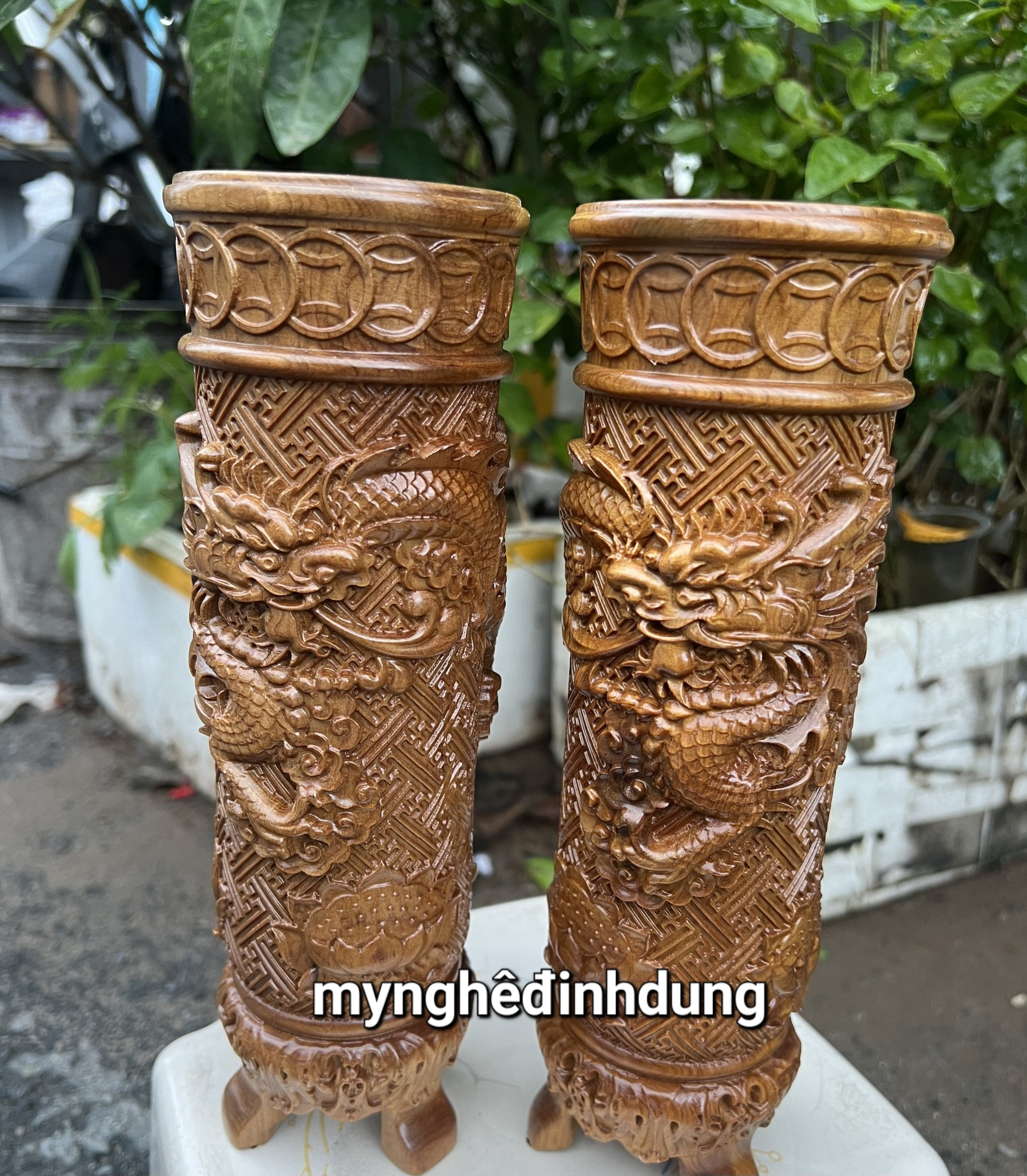 ỐNG CẮM NHAN HƯƠNG BẰNG GỖ BÁCH XANH THƠM NỨC KT CAO 25X8X8CM