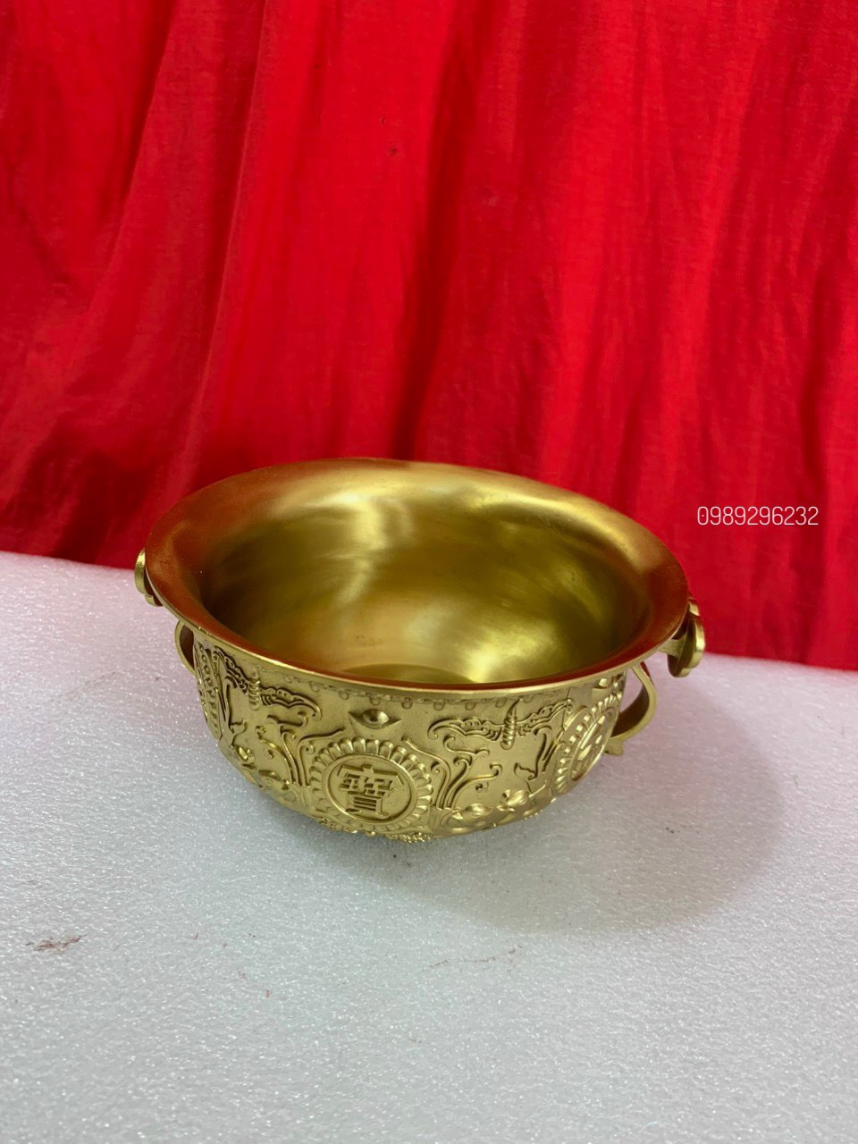 Hũ Tụ Bảo Bồn phong thuỷ bằng đồng vàng