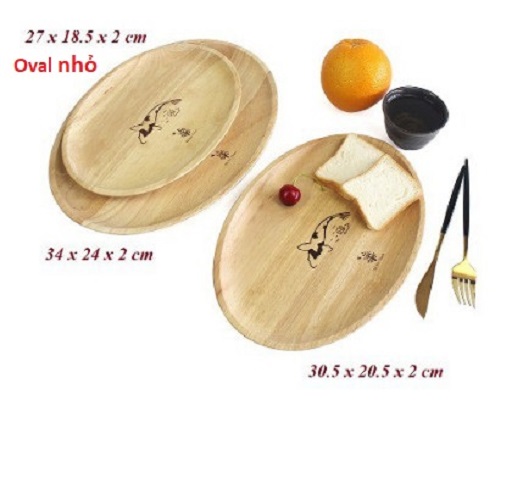 Khay /Đĩa Gỗ Hình Oval Dựng Đồ Ăn Decore Trang Trí Gỗ Cao Su Bền Đẹp An Toàn - Gỗ Đức Thành
