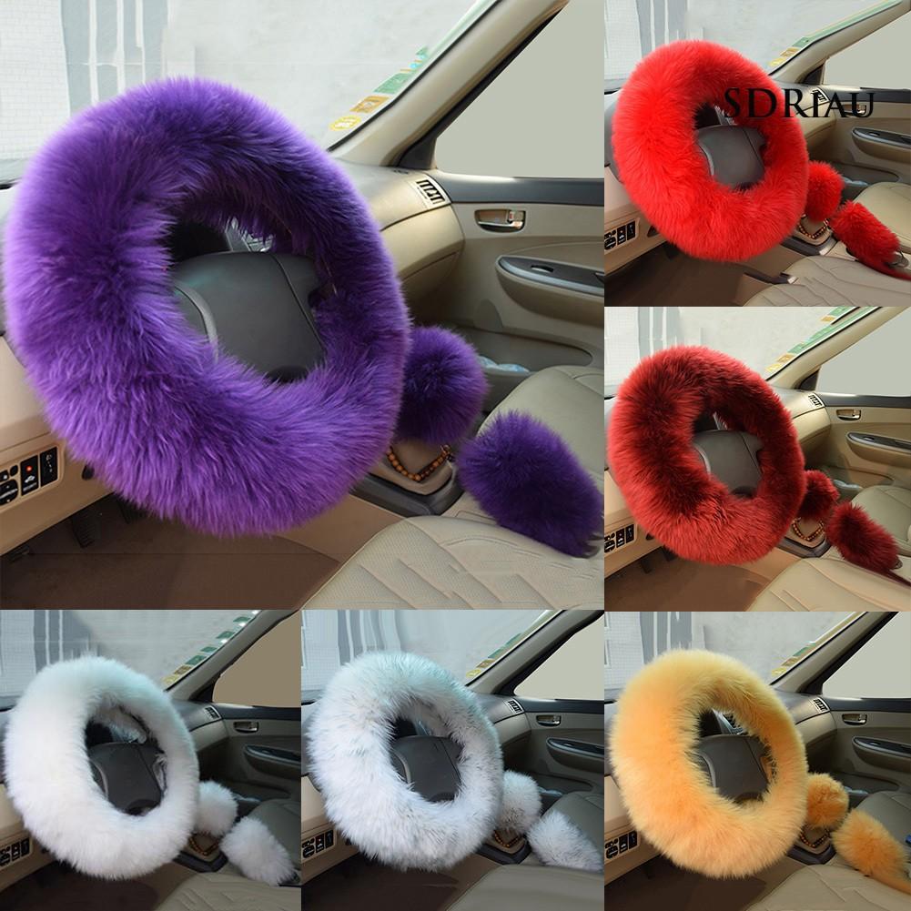 Set 3 Bọc Lông Giả Trang Trí Cho Vô Lăng Xe Ô Tô
