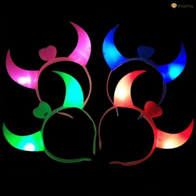 Cài tóc sừng quỷ đèn LED phát sáng có thể dùng trong buổi tiệc hóa trang hallowen HT27 - Giao Ngẫu Nhiên