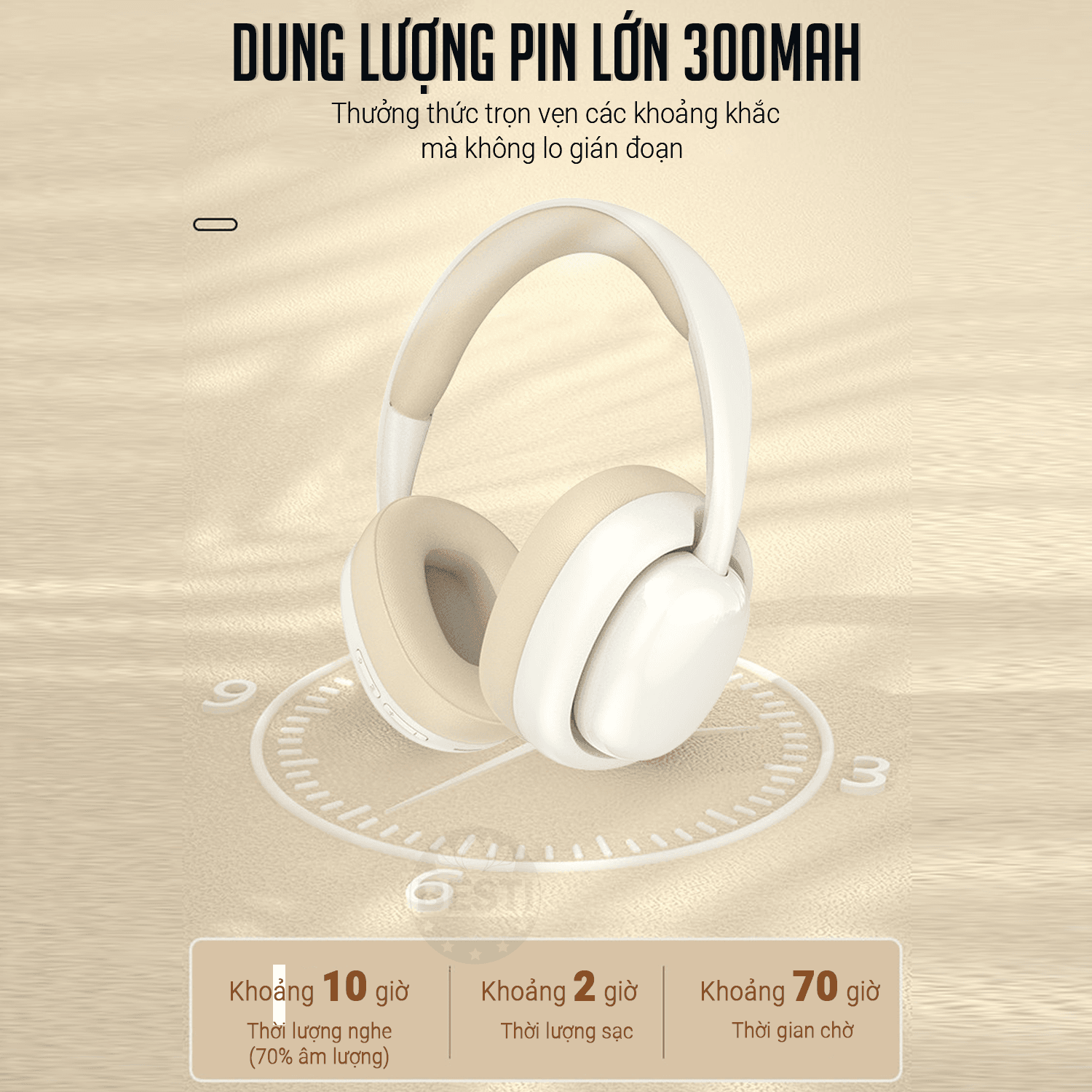 Tai Nghe Bluetooth Chụp Tai , Headphone Không Dây Bluetooth Có Mic Đàm Thoại Tiện Lợi, Pin Cực Khỏe Bluetooth 5.1 Cao Cấp - Hàng Chính Hãng Besti