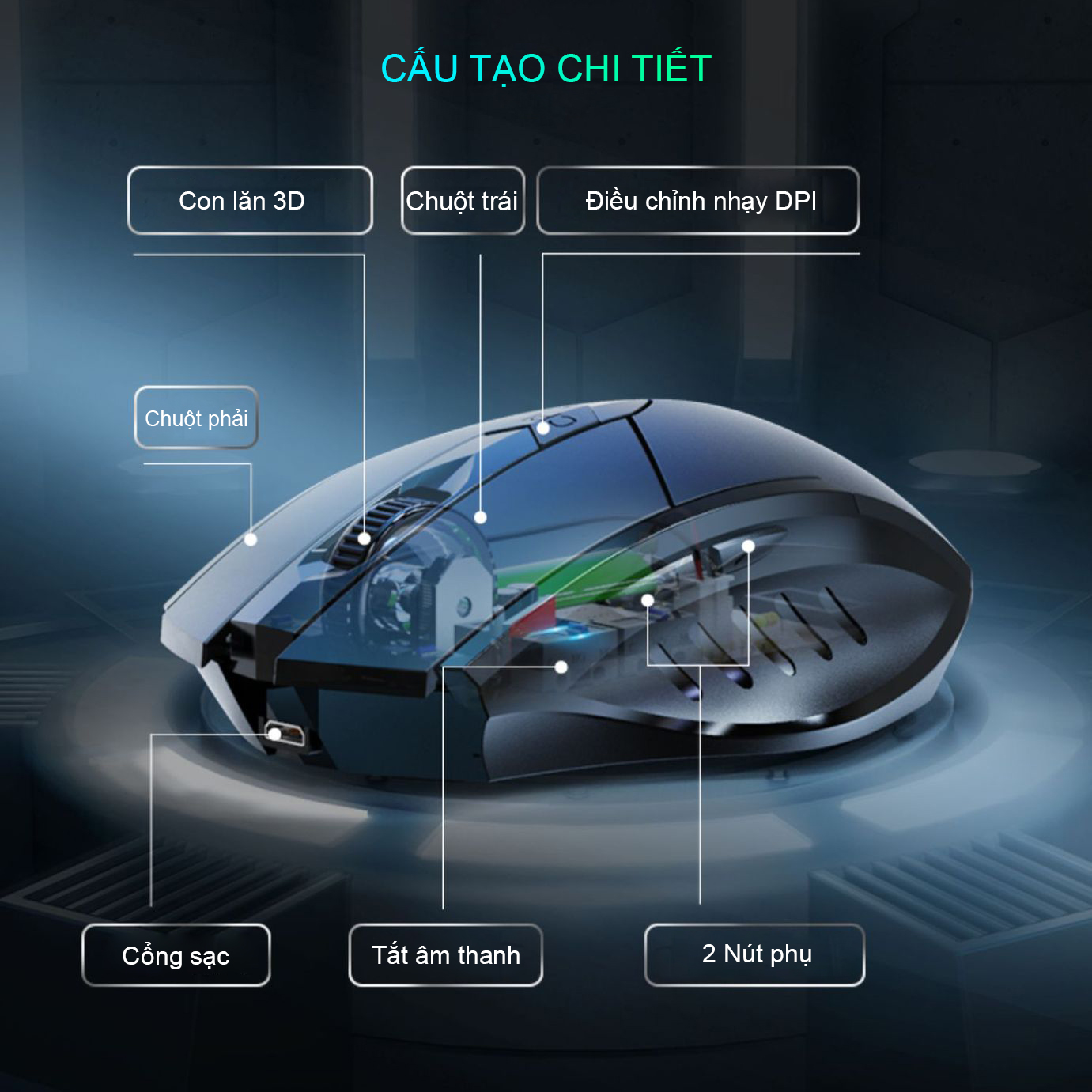 Chuột gaming không dây sạc pin Sidotech P6W cho game thủ chơi game chuyên nghiệp kết nối Wireless 2.4G không độ trễ, pin sạc sử dụng 30 ngày tương thích máy tính laptop window Mac OS - Hàng Chính Hãng