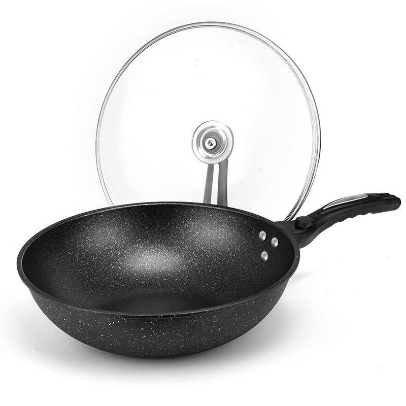 Chảo HÀN QUỐC- Chảo đá chống dính sâu lòng Hàn Quốc, có nắp kính - size 32cm