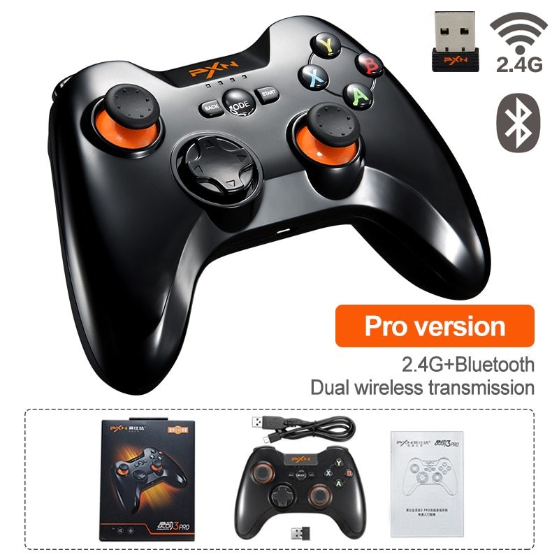 Tay cầm chơi game không dây PXN 9613 2 màu ĐEN - TRẮNG (wireless/Bluetooth/USB/Dây Sạc) - Hàng Chính Hãng