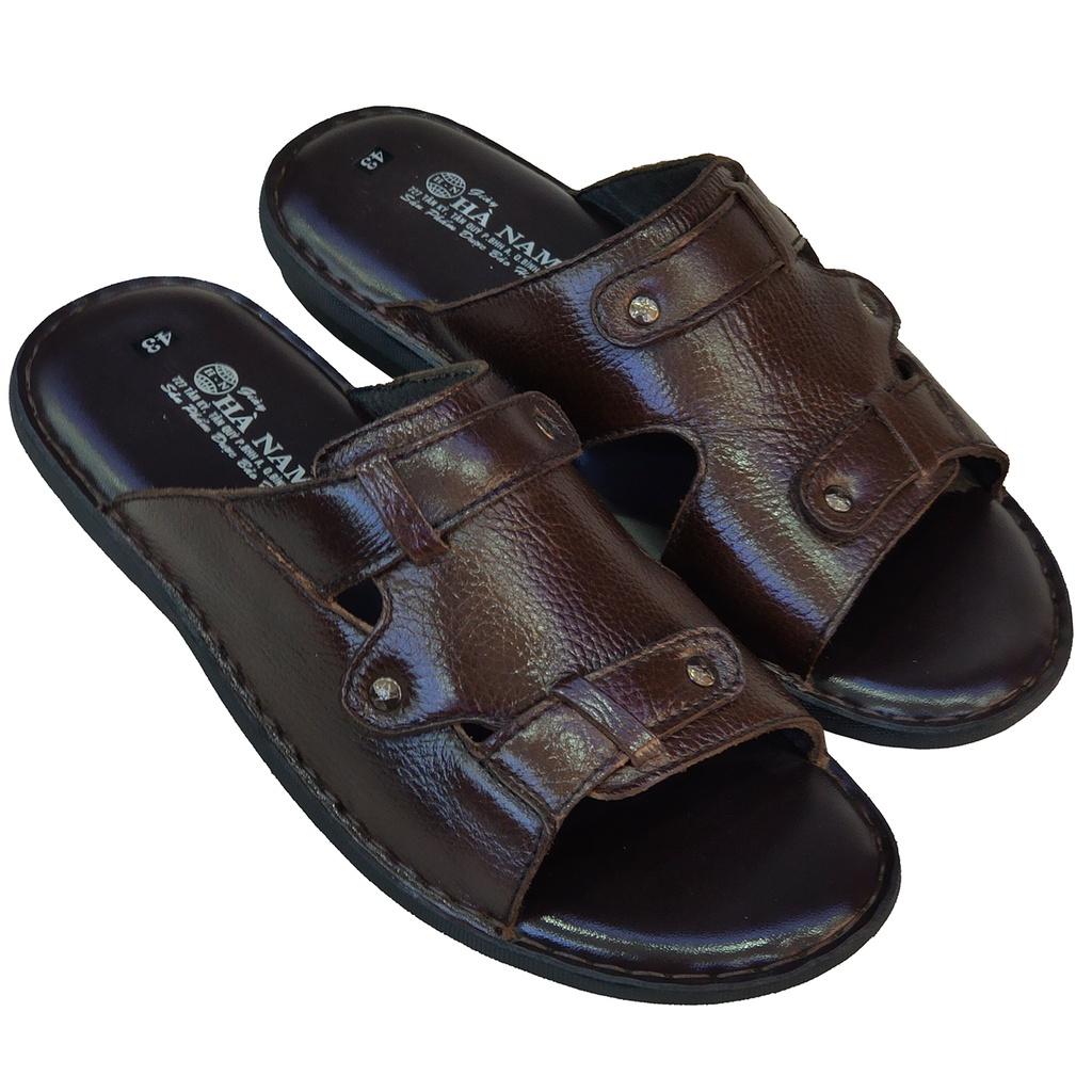 Dép Nam Quai Ngang Da Bò Thật TiTi ĐÔ Cao Cấp DNA2114d