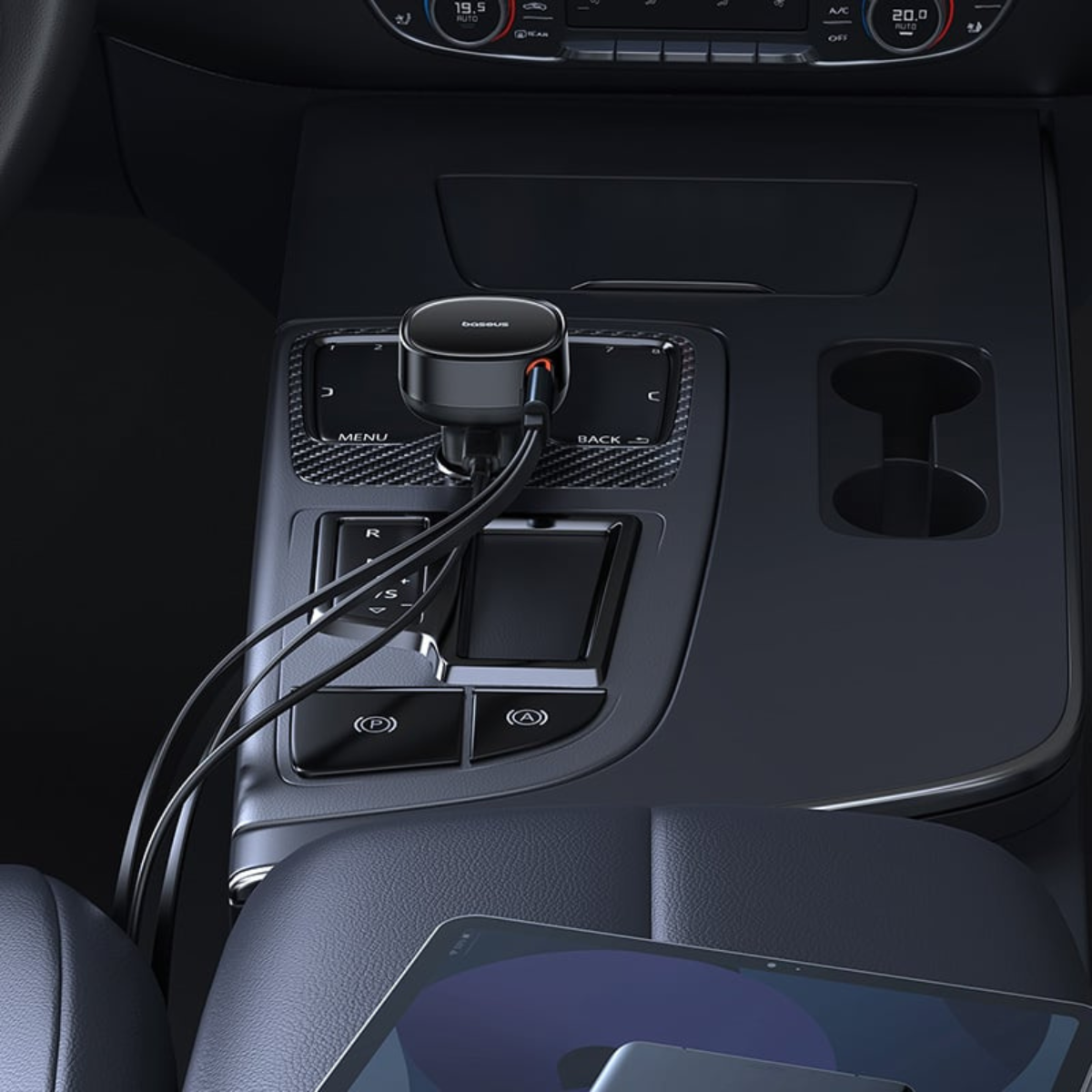 Tẩu sạc dùng trên ô tô tích hợp cáp Type C và iP Cable 60W Baseus Enjoyment Pro Car Charger - Hàng chính hãng