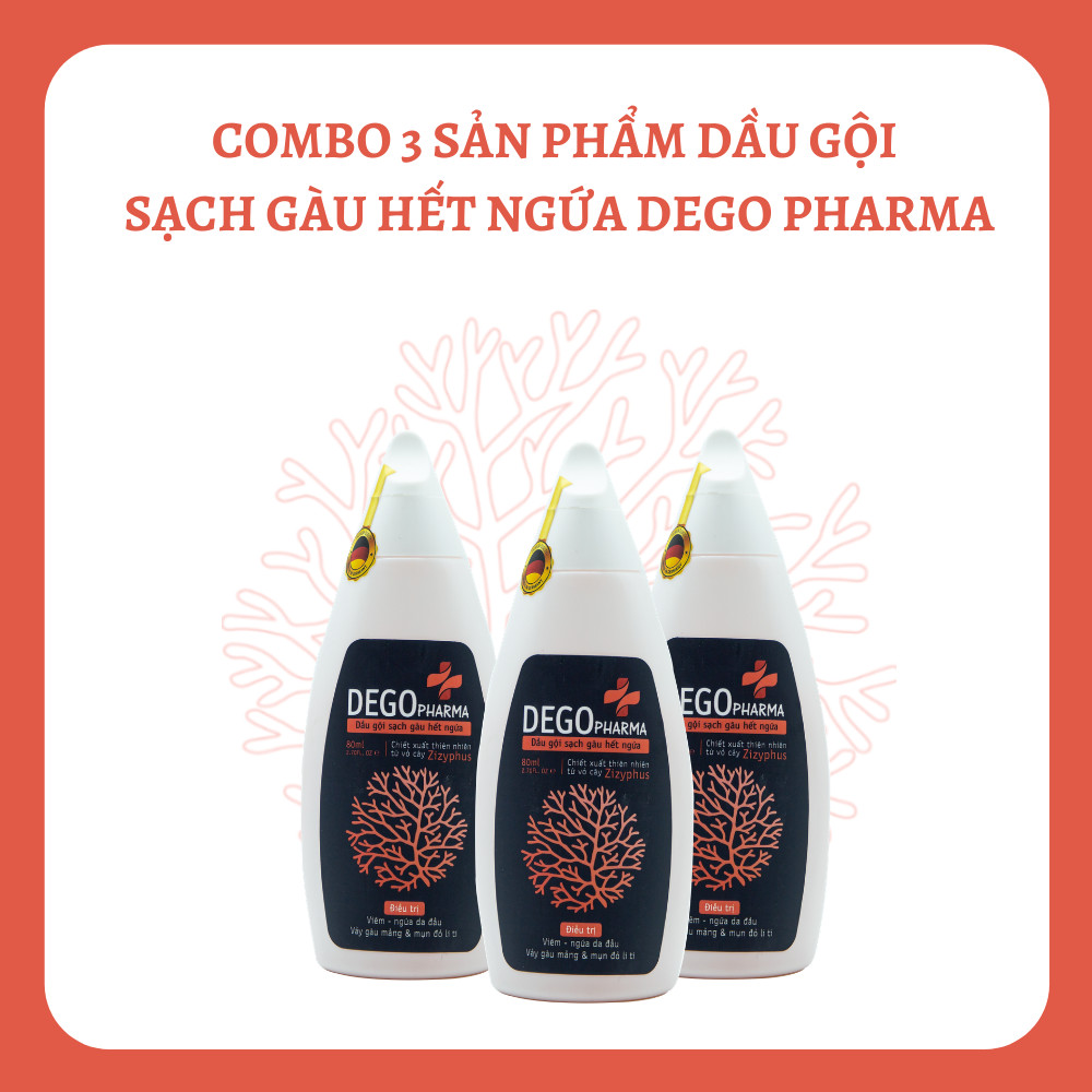 Combo 03 dầu gội sạch gàu hết ngứa Dego Pharma chiết xuất hoàn toàn từ thiên nhiên an toàn với người sử dụng có dung tích 80ml