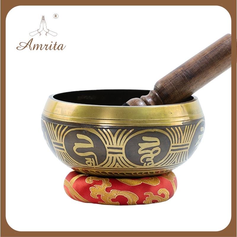 Chuông xoay Tây Tạng (Nepal) - Singing Bowl - Chuông bát xoay xanh Tây Tạng - Chuông bát xoay Nepal - Amrita