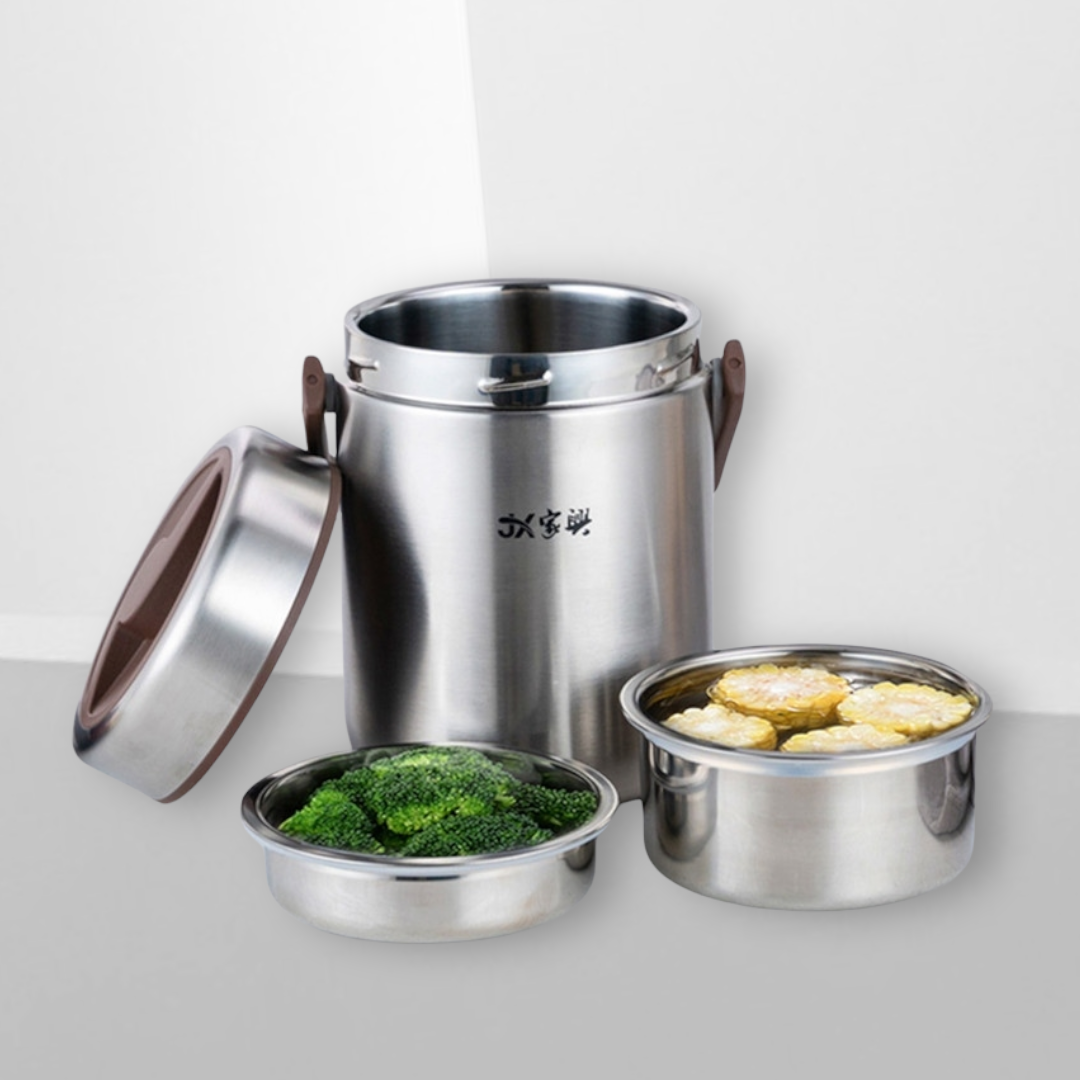 Cặp lồng cơm, hộp cơm giữ nhiệt văn phòng chất liệu inox 304 JX cao cấp, cặp lồng cà men 3 tầng, nắp chống tràn, giữ nhiệt tốt phù hợp với dân văn phòng hay học sinh sinh viên