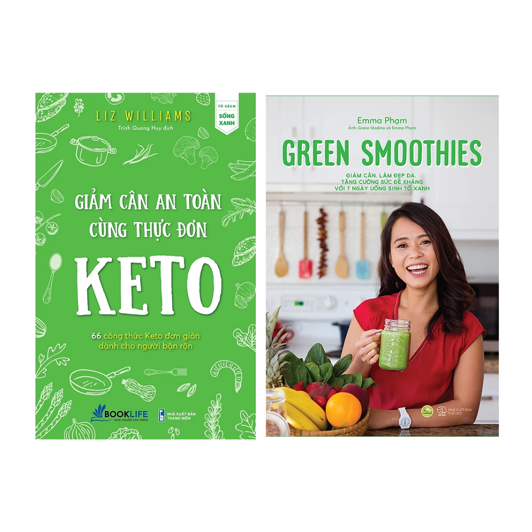 Combo 2 Cuốn: Giảm Cân An Toàn Cùng Thực Đơn Keto + Green Smoothies - Giảm Cân, Làm Đẹp Da, Tăng Cường Sức Đề Kháng Với 7 Ngày Uống Sinh Tố Xanh