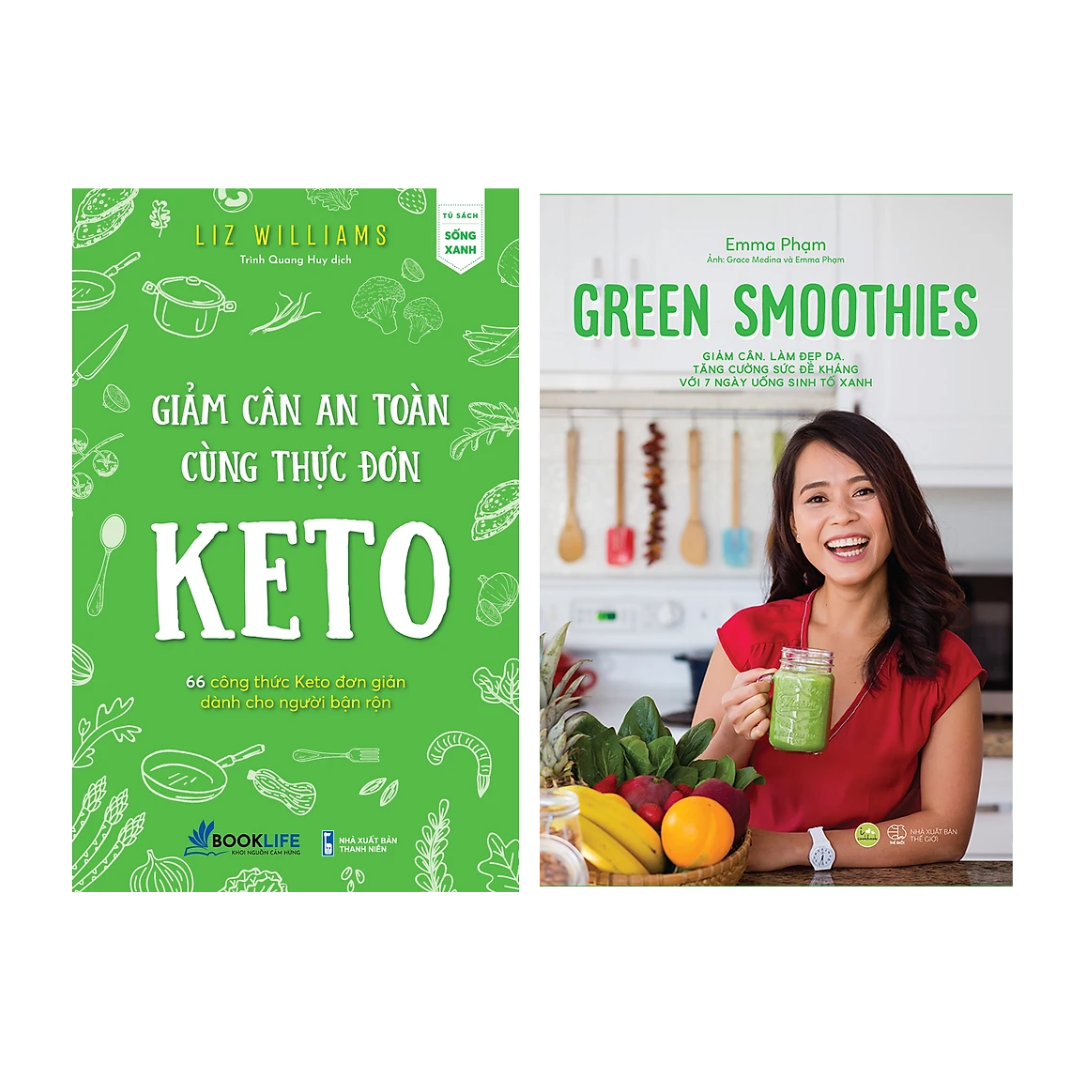 Combo 2 Cuốn: Giảm Cân An Toàn Cùng Thực Đơn Keto + Green Smoothies - Giảm Cân, Làm Đẹp Da, Tăng Cường Sức Đề Kháng Với 7 Ngày Uống Sinh Tố Xanh