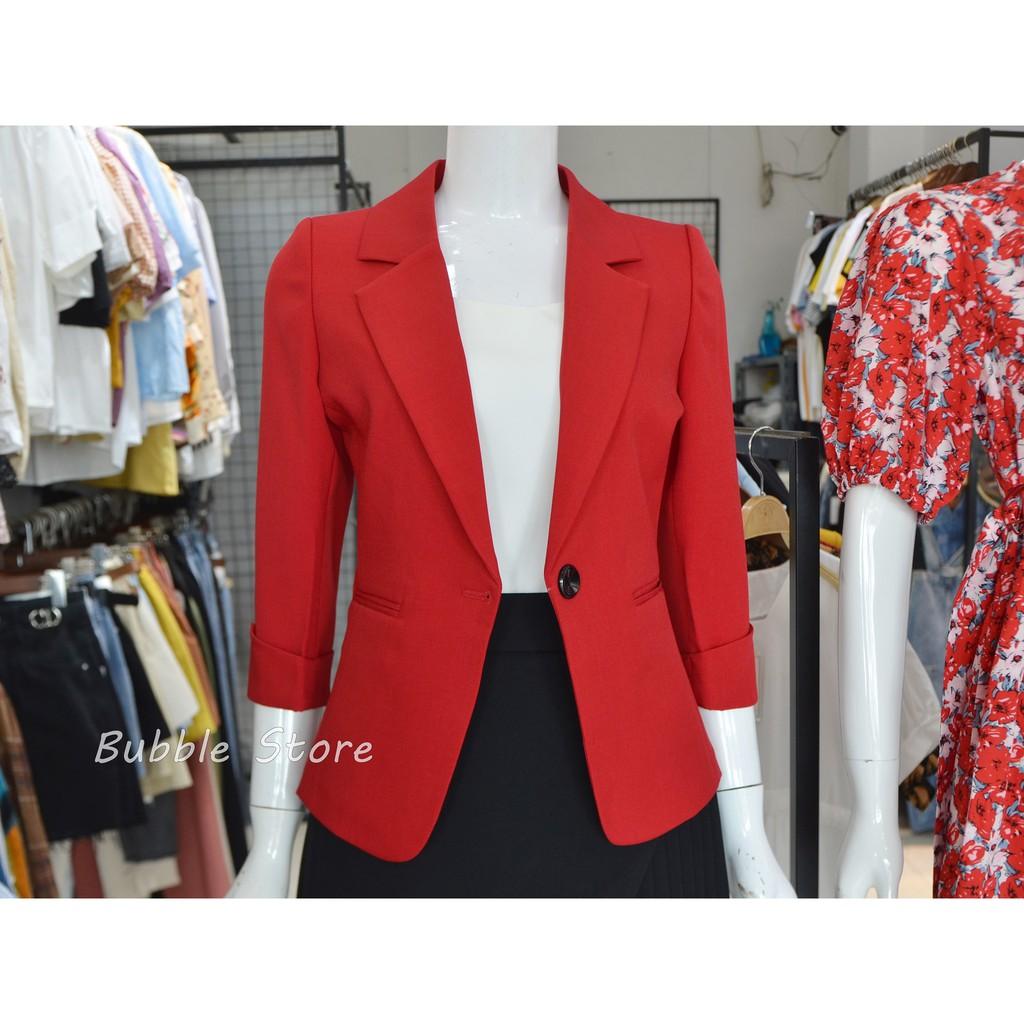 Áo vest nữ, vest công sở, blazer thu đông tay lửng một cúc Size S/M/L/Xl