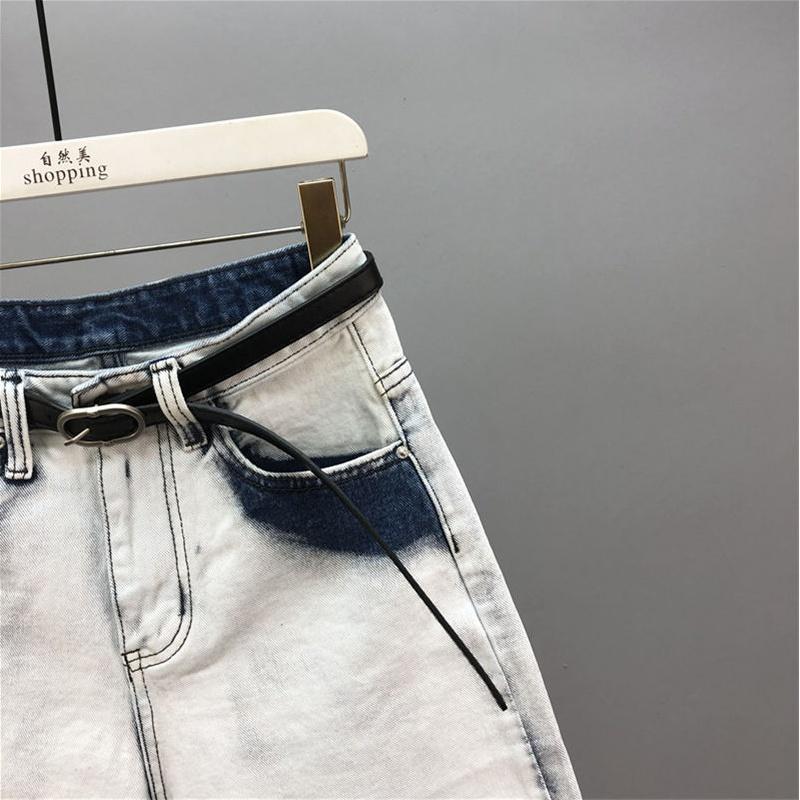 Quần Short Denim Ống Rộng Màu Sắc Tương Phản Thời Trang Dành Cho Nữ