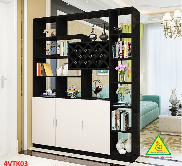 Vách ngăn kiêm tủ rượu trang trí phòng khách , nhà bếp 4VTK03 - NỘI THẤT LẮP RÁP VIENDONGADV
