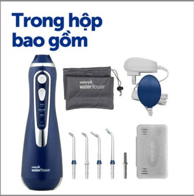 Máy Tăm Nước Du Lịch WATERPIK WP-563, Máy Tăm Nước Không Dây, Áp Lực Nước Mạnh, Loại Bỏ Tới 99,9% Mảng Bám, Hoàn Hảo Cho Niềng Răng, Cấy Ghép, 3 Cài Đặt Áp Suất Khác Nhau, Nhập Đức, Bảo Hành 12 Tháng