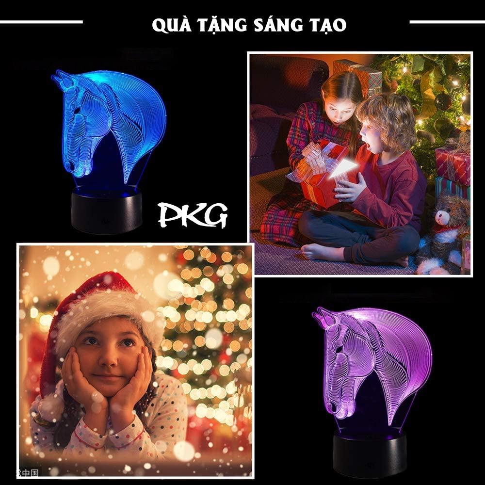 Đèn Ngủ Led 3D Hình CON NGỰA Quà Tặng Trang Trí cảm ứng có Điều khiển từ xa nháy sáng 16 màu