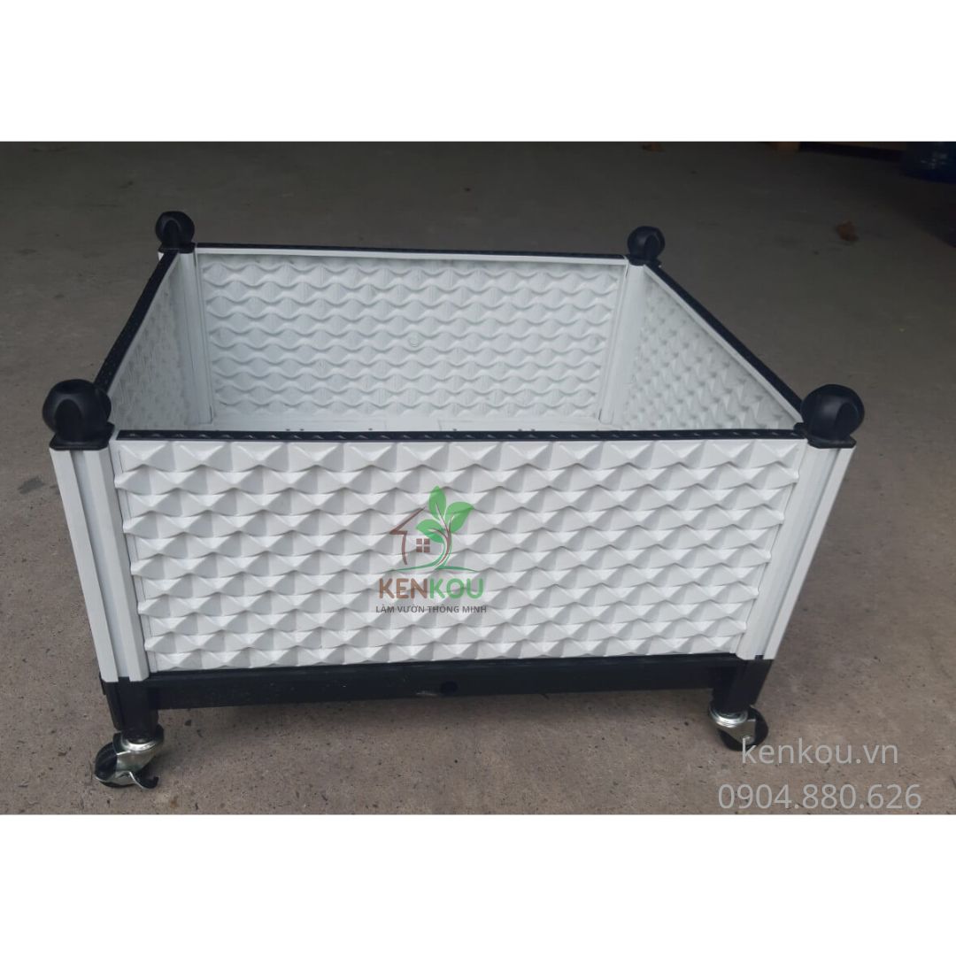 Bộ 4 bánh xe có khóa lắp đế chậu trồng cây - càng thép mạ kẽm chống rỉ, bánh cao su đặc