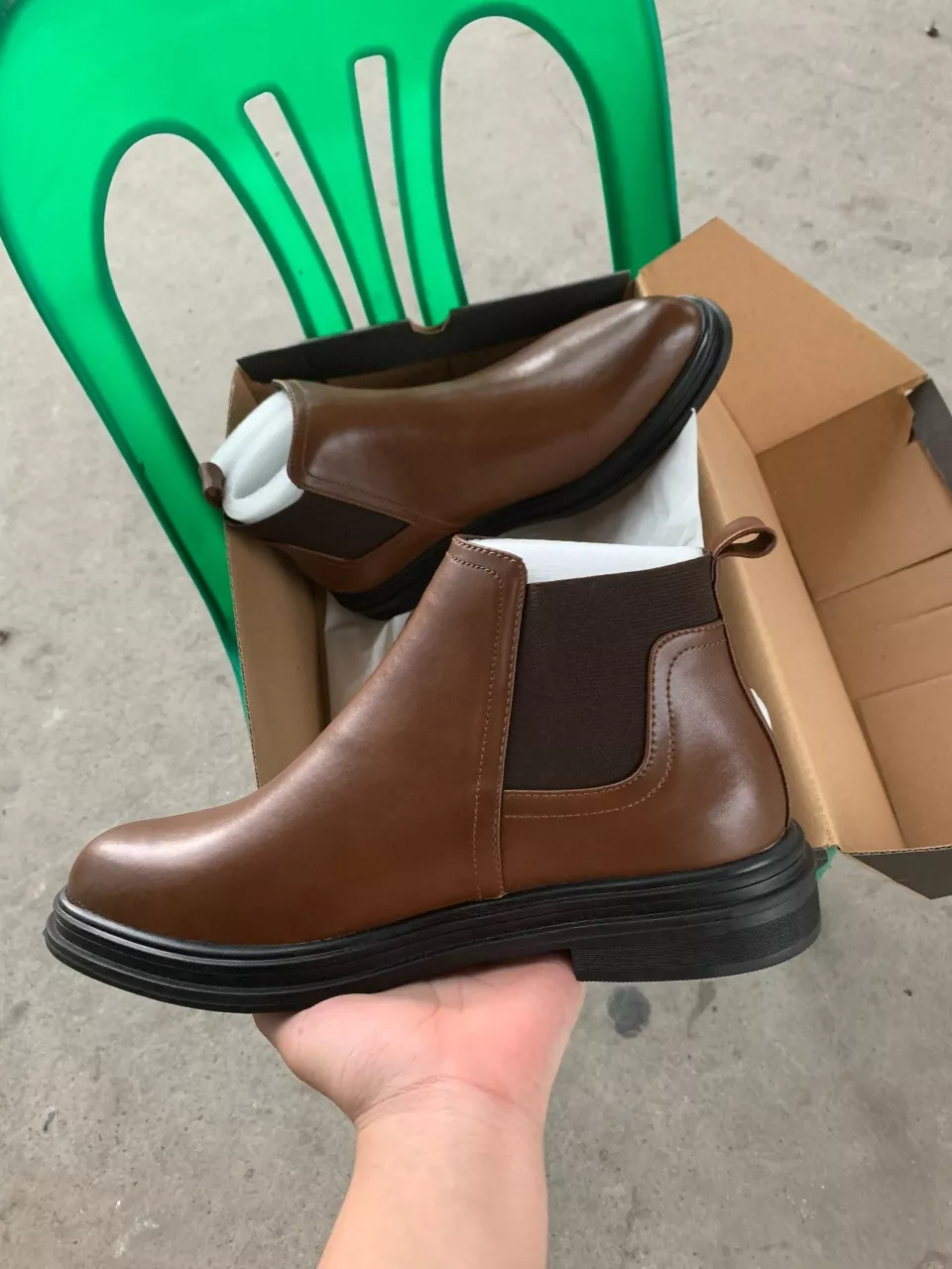 Giày Chelsea Boots Nam Cổ Lửng Màu Đen, Nâu Da Bò Nguyên Tấm Nhập Khẩu Đế Cao Su Đúc Nguyên Khối