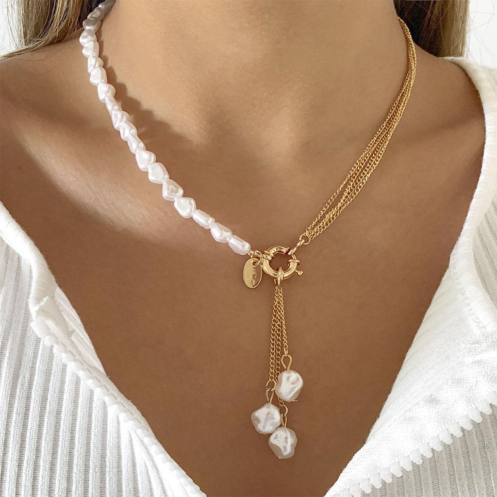 Baroque Irregular Pendant Necklace Jewelry Choker for Valentine Gift