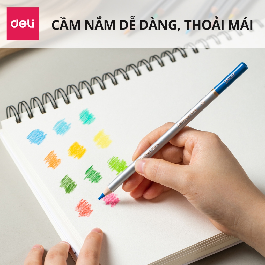 Hộp bút chì màu gốc dầu Dmast cao cấp Deli - Hộp thiếc màu đậm, tươi sáng, tô vẽ tranh cho người mới, chuyên nghiệp cho người mới