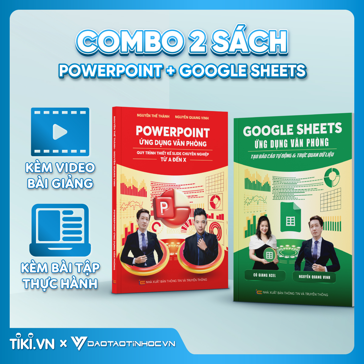 Combo 2 Sách PowerPoint Và Google Sheets Ứng Dụng Văn Phòng Kèm Khoá Học Online