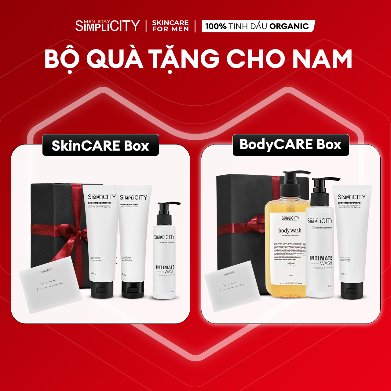 Bộ quà tặng chăm sóc da Men Stay Simplicity Skincare Box &amp; Bodycare Box