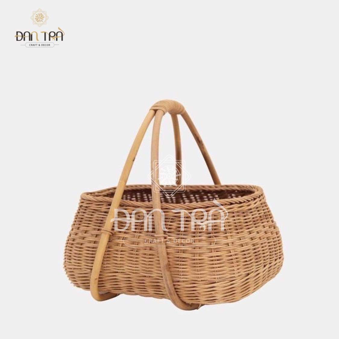 Giỏ Mây Đi Picnic- Giỏ Đựng Đồ Bằng Mây- Giỏ Mây Đựng Hoa Qủa- Đồ Decor Mây Tre Đan Trà