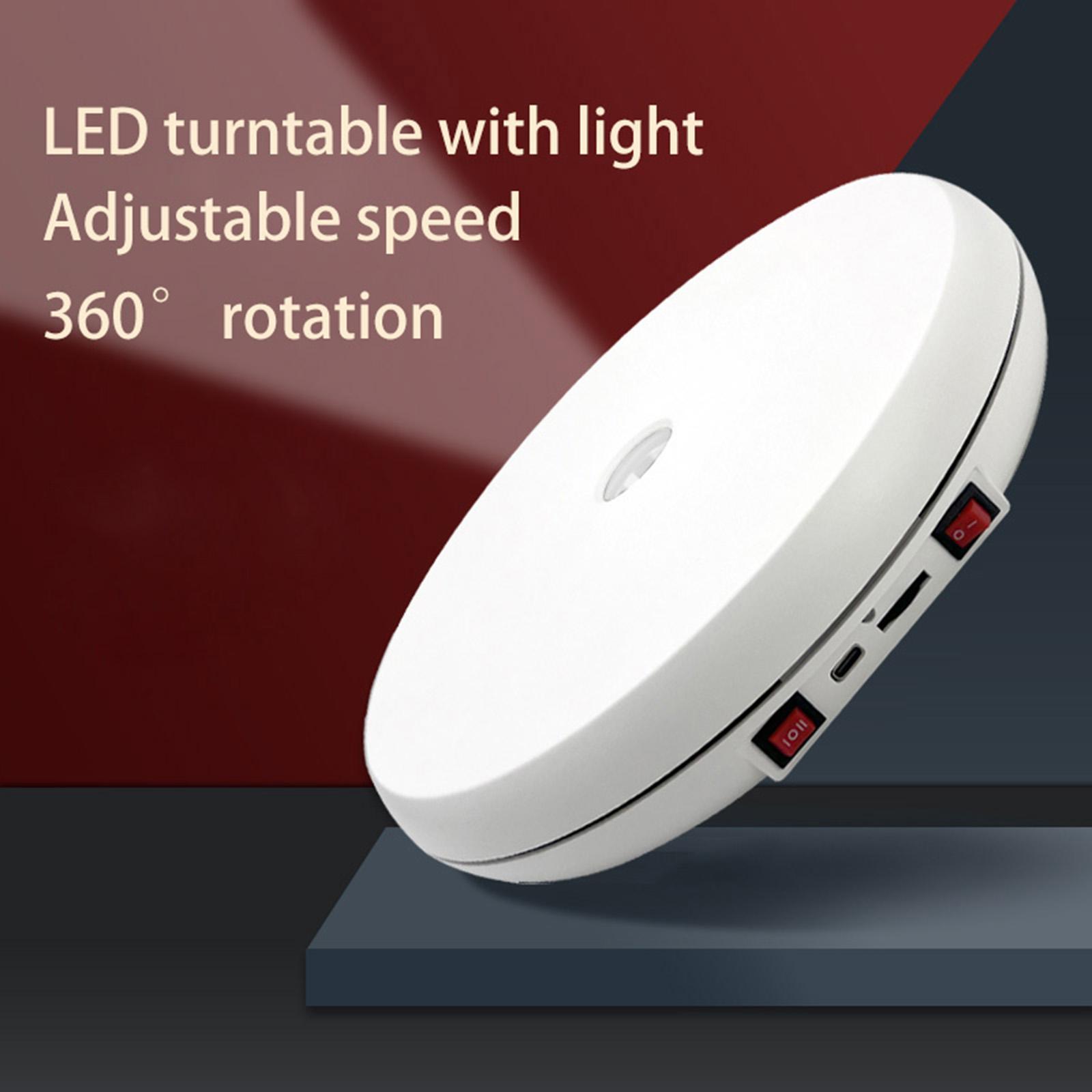 LED Rotating Display Stand Adjustable Speed 360 Degree Rotation for Craft
